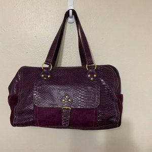 Elizabeth Arden Purple Faux Leather & Suede Overnight Bag